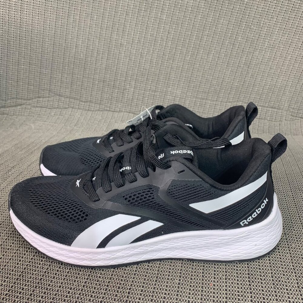 Reebok Mens Black & White Running Shoes Size 10 Lightweight Athletic Sneakers